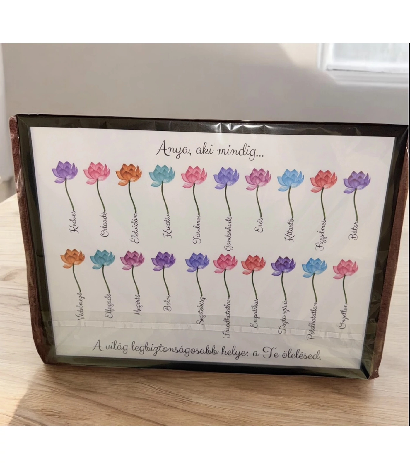„Anya, aki mindig…” virágos emlékkép – személyre szabható anyák napi ajándék