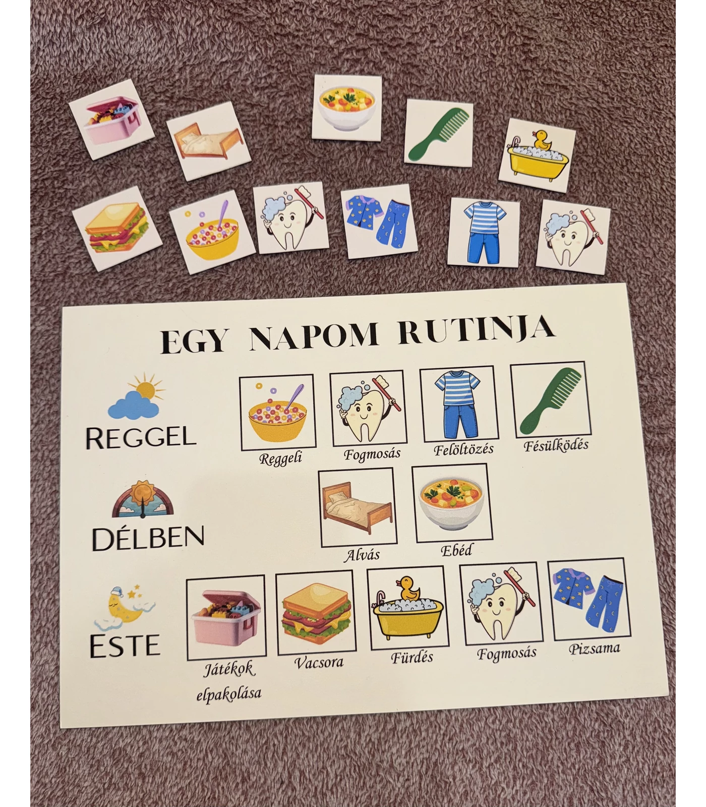 Mágneses napi rutin tábla