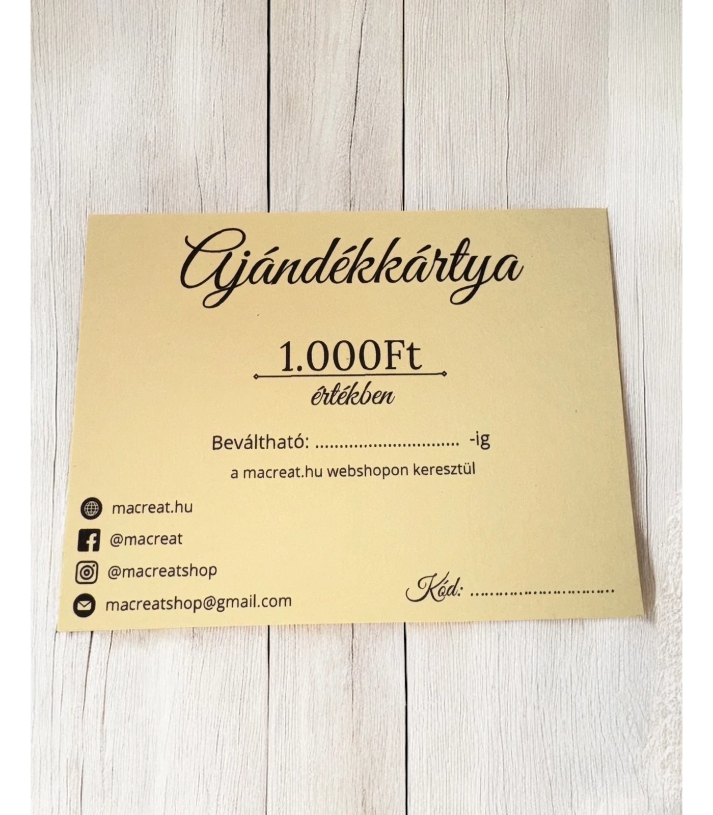 Ajándékutalvány - 1 000Ft