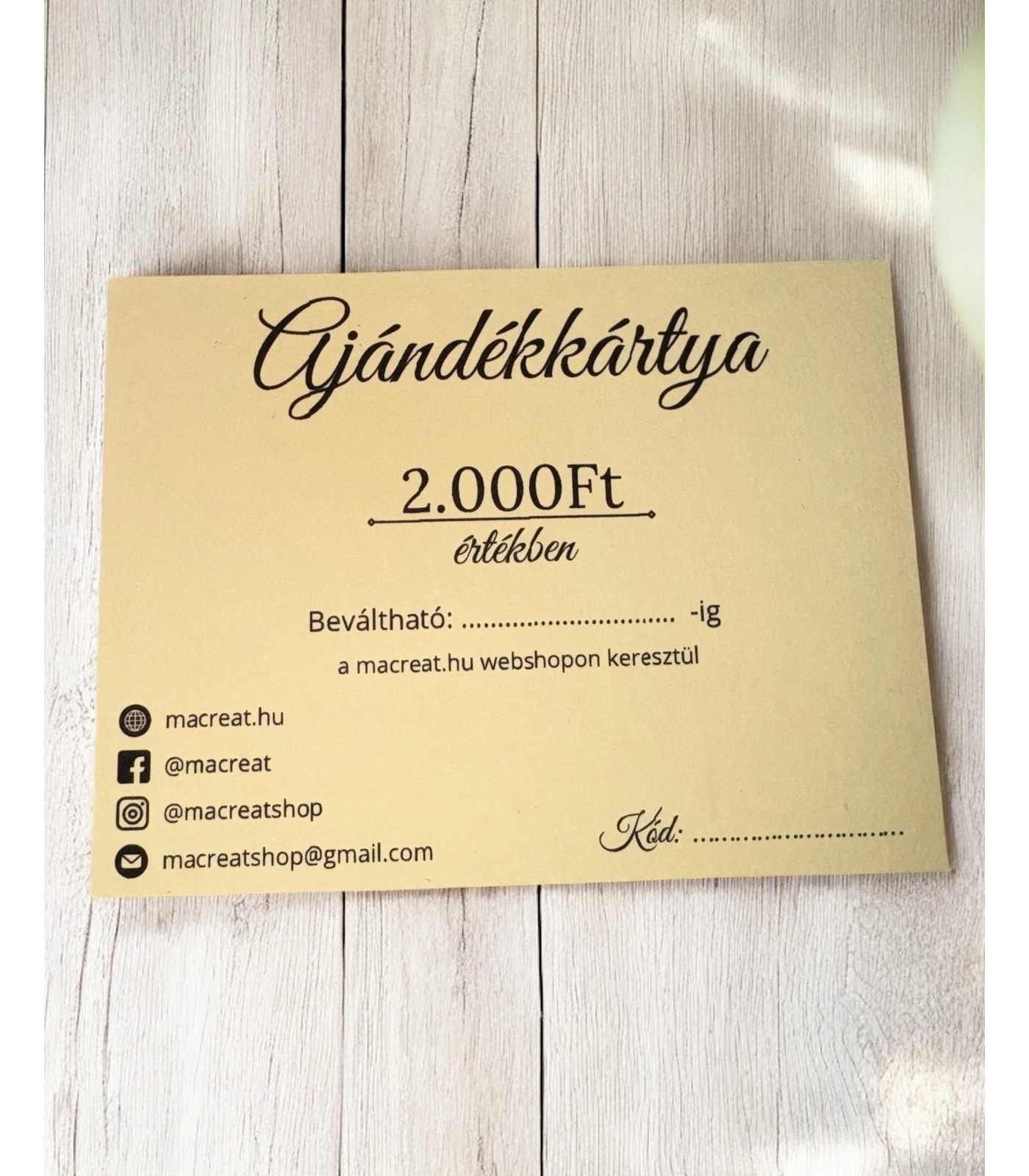 Ajándékutalvány - 2 000Ft